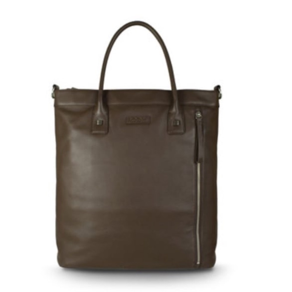 BODHI brown leather modern zip tote messenger bag‎ By Joseph Janus